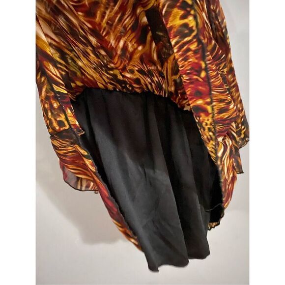 New Directions Animal Print Faux Belt Built In Shirt Ruffles Long Sleeve3X - Picture 7 of 7